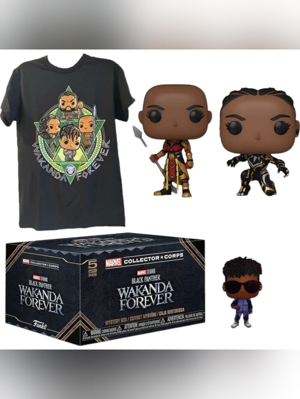 Marvel Collector Black Panther Wakanda Forever Funko Pop, Shirt Size L, Sticker